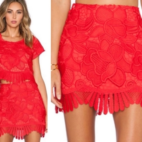 Lovers + Friends Red Skirt - Picture 1 of 4